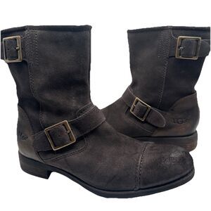 UGG Lancing Brown Leather Boots Mens 8